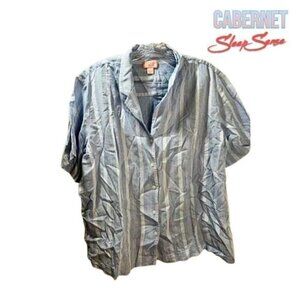 CABERNET by Sleep Sense Women's Collared Short-Sleeve Button front Top Sleepwear